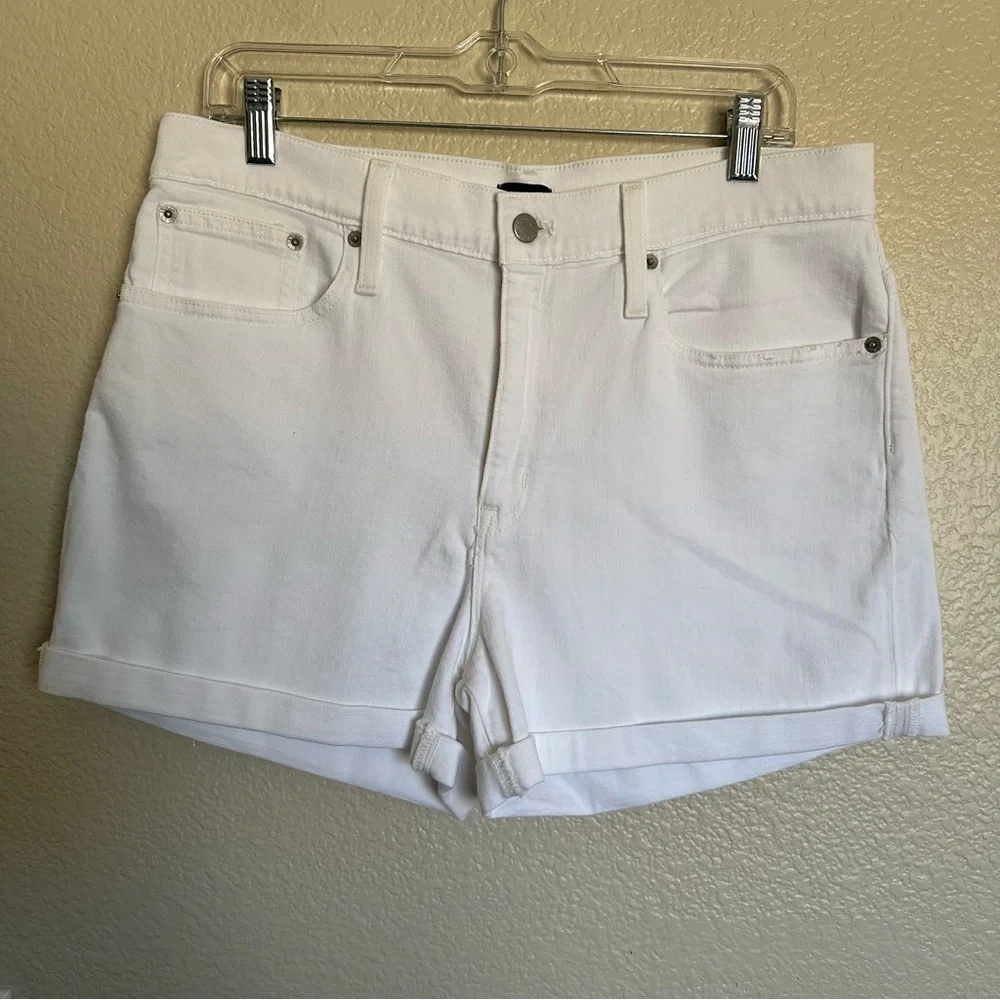 J. Crew Optic White Denim Shorts Size 30